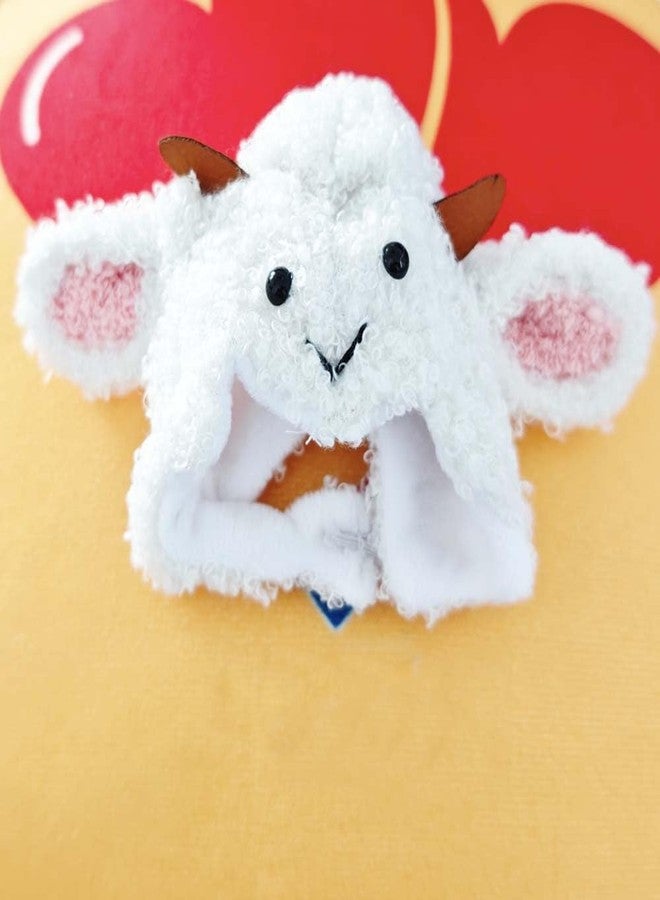 Jemant Doll Clothes 17cm Set White Sheep Headwear Pink Ear Black Eyes Brown Horns Leather Overalls Water Bottle Accessories Fashion Chic Cute Animal Outfit Set for 17cm Dolls (No Doll) - Image 3